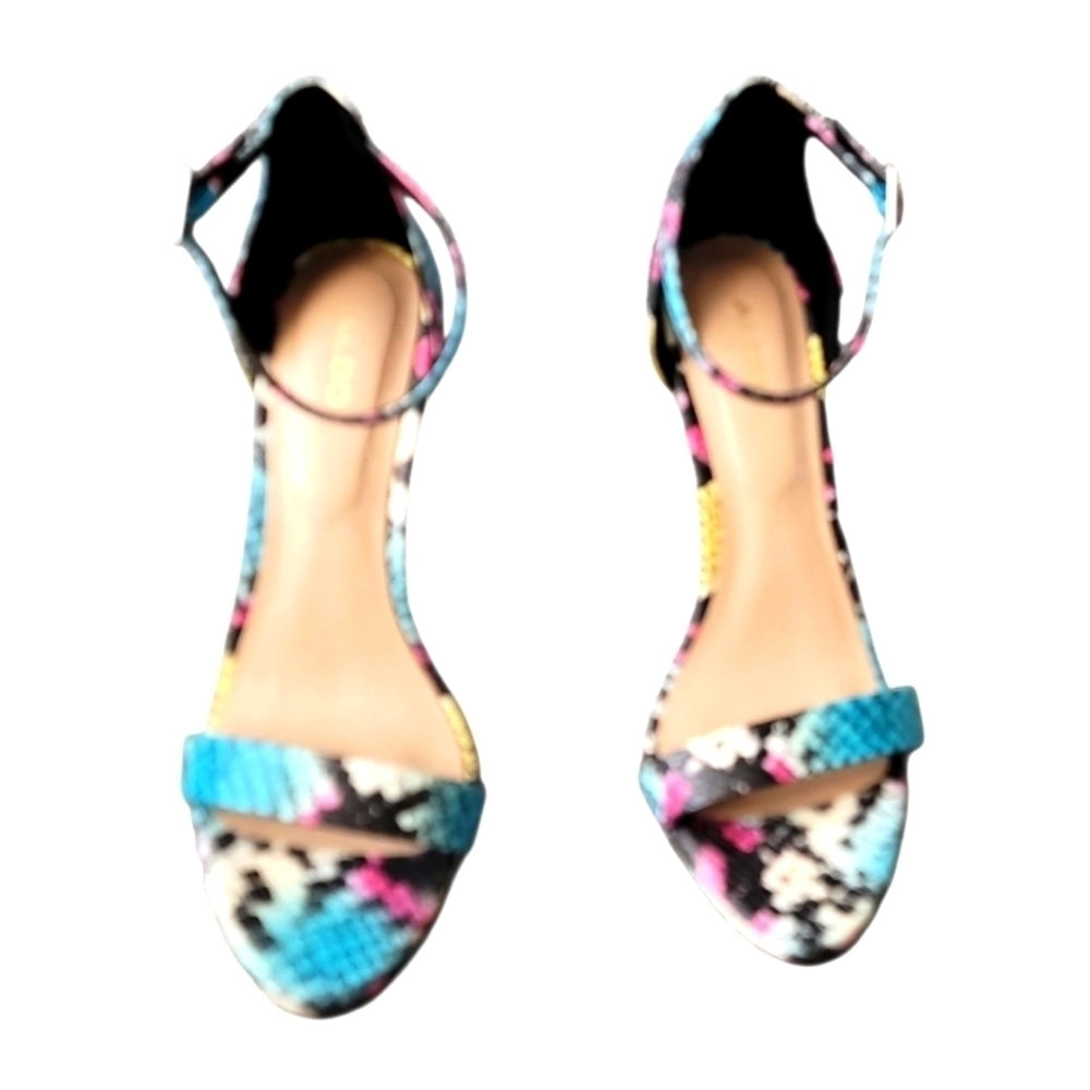 Aldo Womens Multicolor Snakeskin Platform Heels Size 7